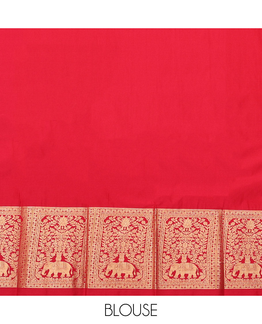 Sea Green Budget Silk Saree, Delicately Woven with Zari Buttas, Complemented by a Contrast Traditional Zari Border, Paisley Pallu, and a Contrast Blouse