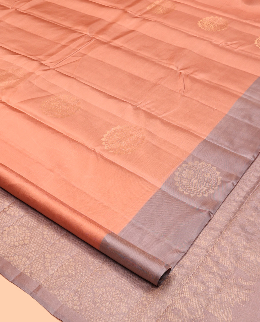 Peach Mayuri Lite Silk Mix Saree,