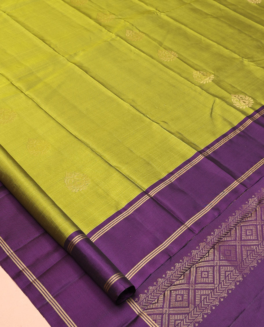 Leaf Green Zari Buttas Mayuri Lite Silk Mix Saree