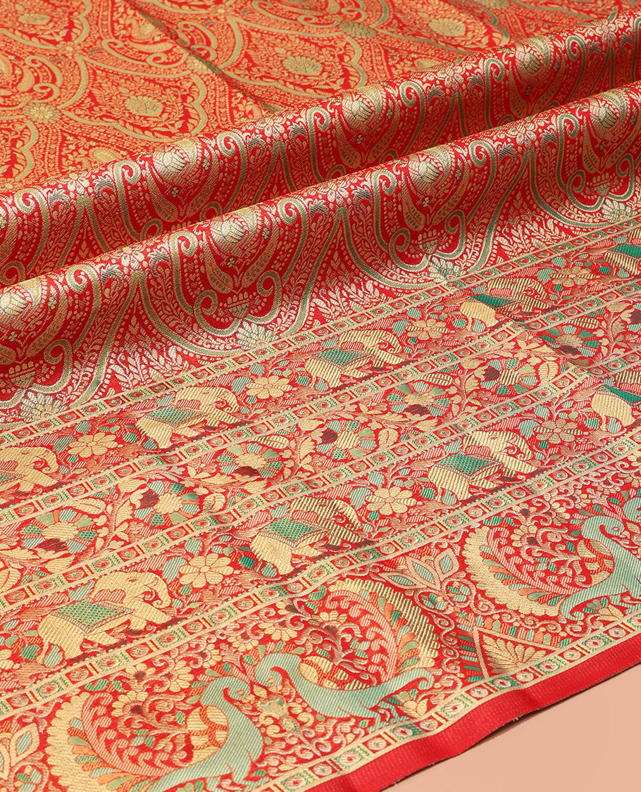 Red Pure Silk Half-Saree
