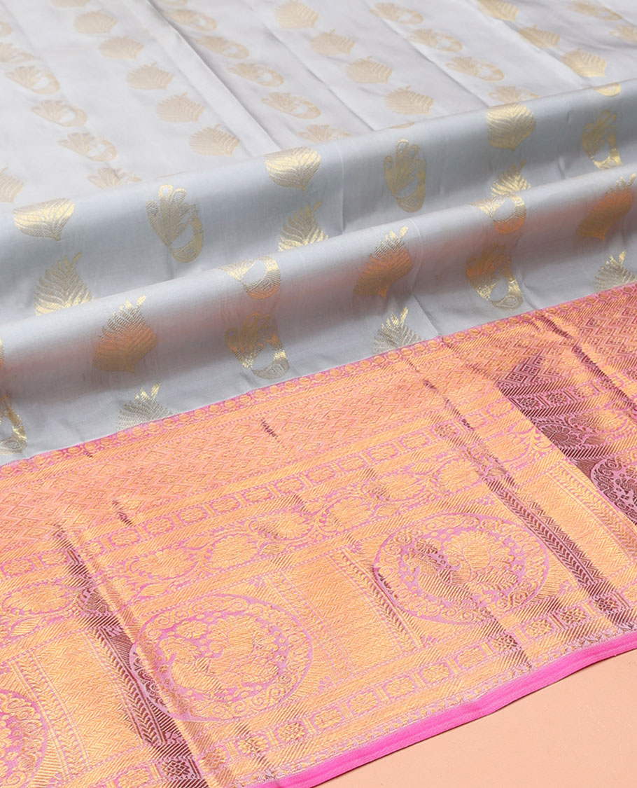 Grey Pure-Silk Half-Saree