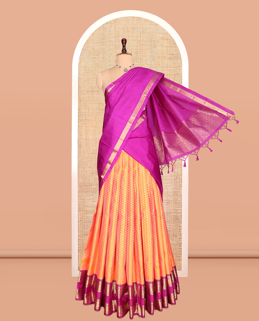 Orange Pure-Silk Half-Saree