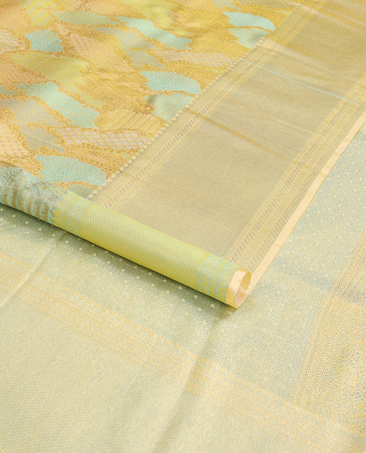 Muti-colored rangkat style silk saree with border of muthu & banaras design , pallu of intricate zari design