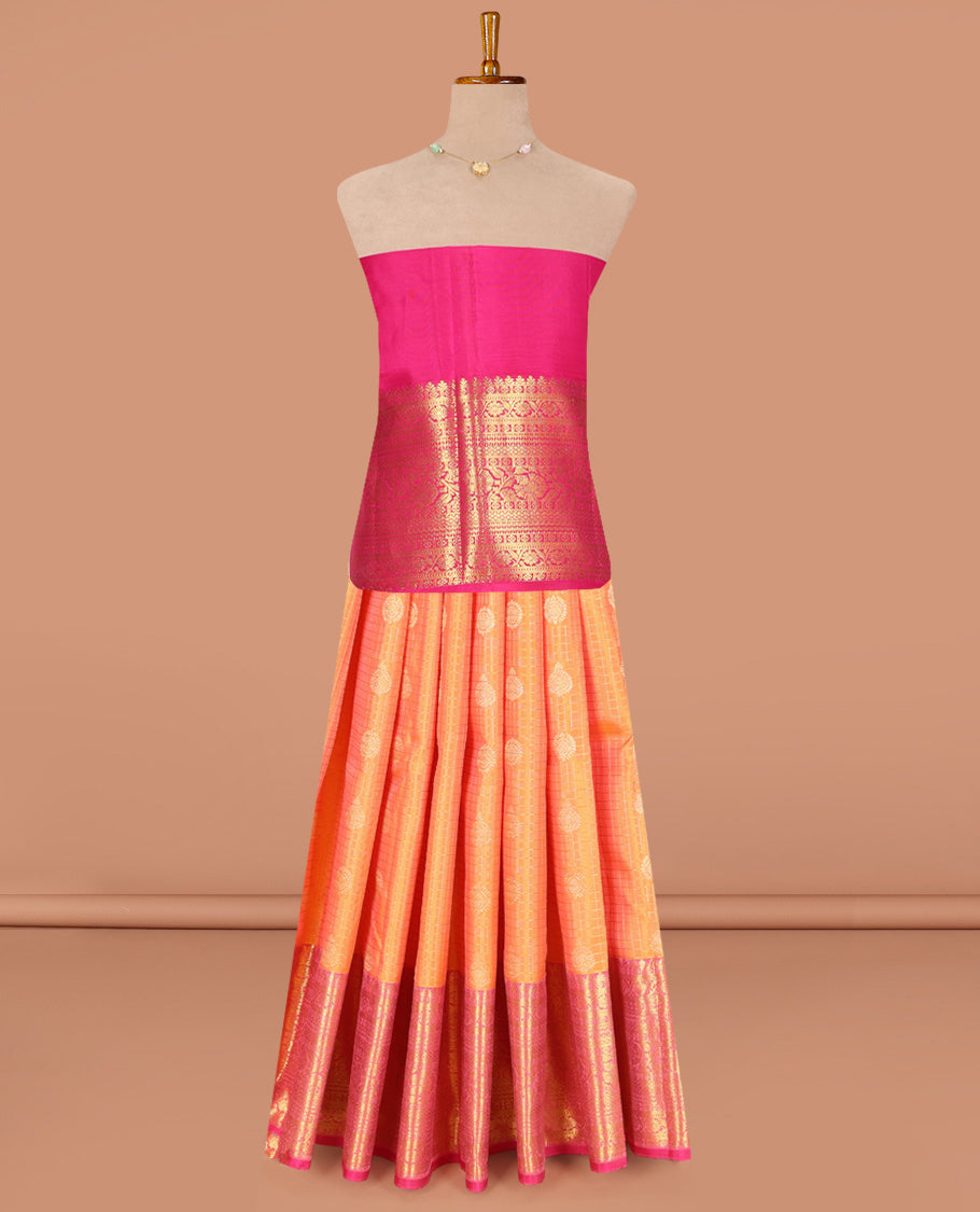 Orange Pure Silk Navarathna Pavadai Material Set