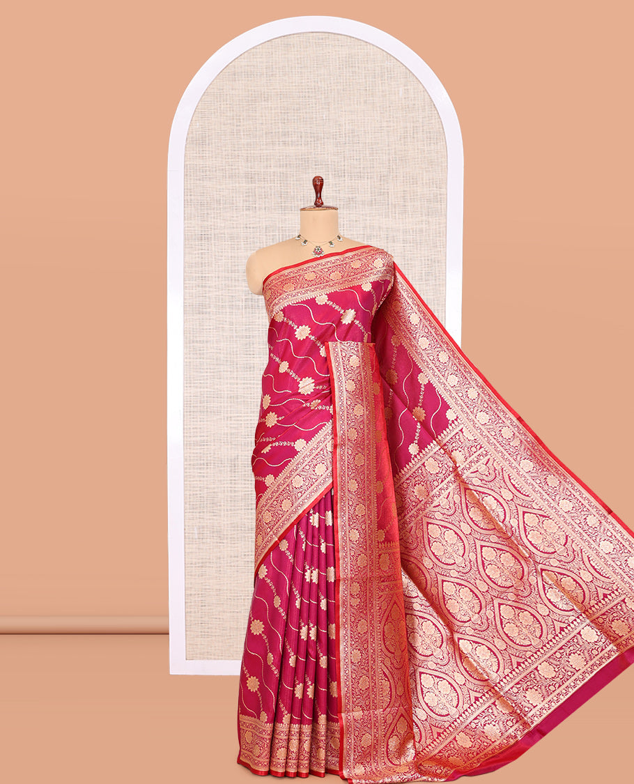 Pink Banaras Nylon Saree