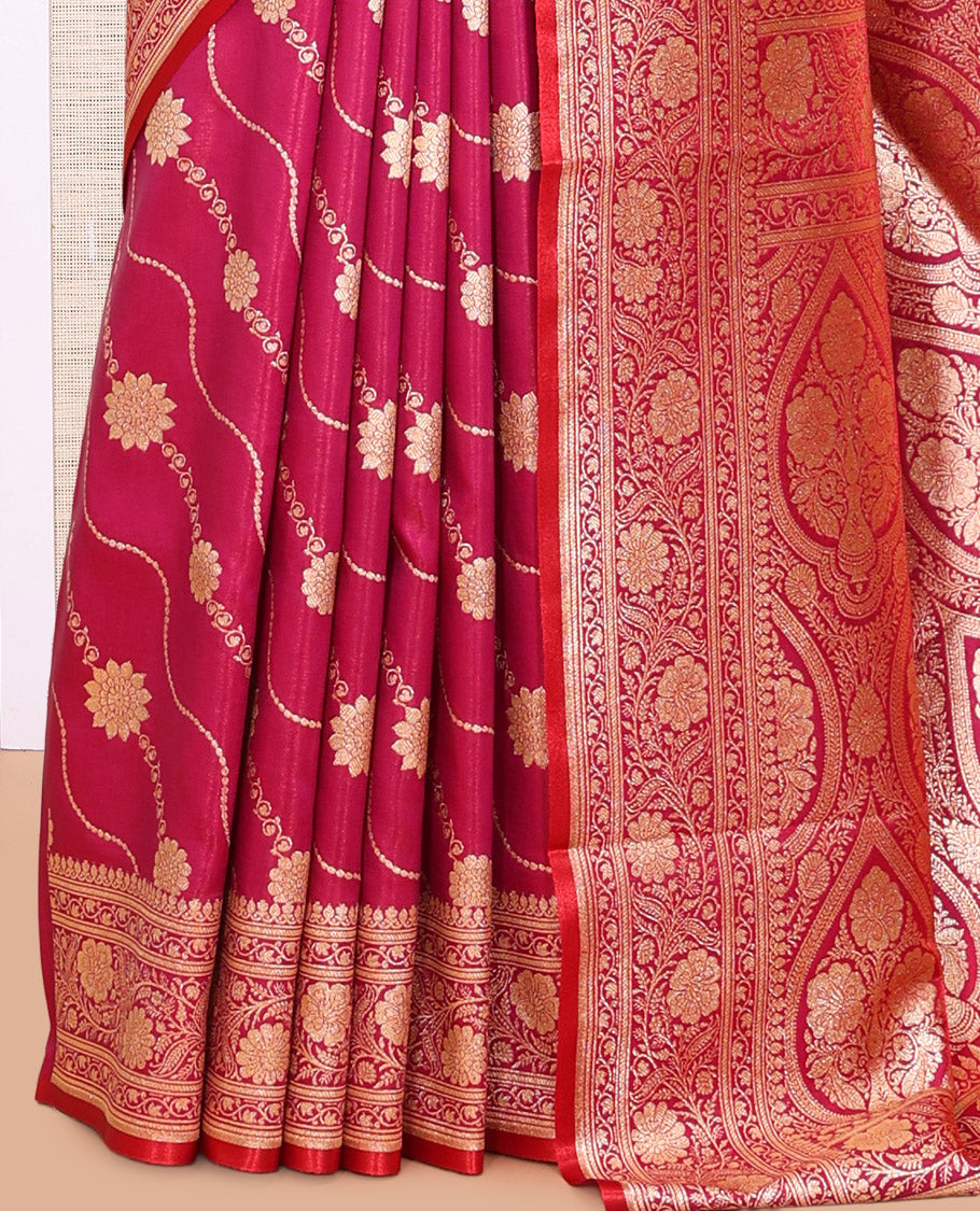 Pink Banaras Nylon Saree