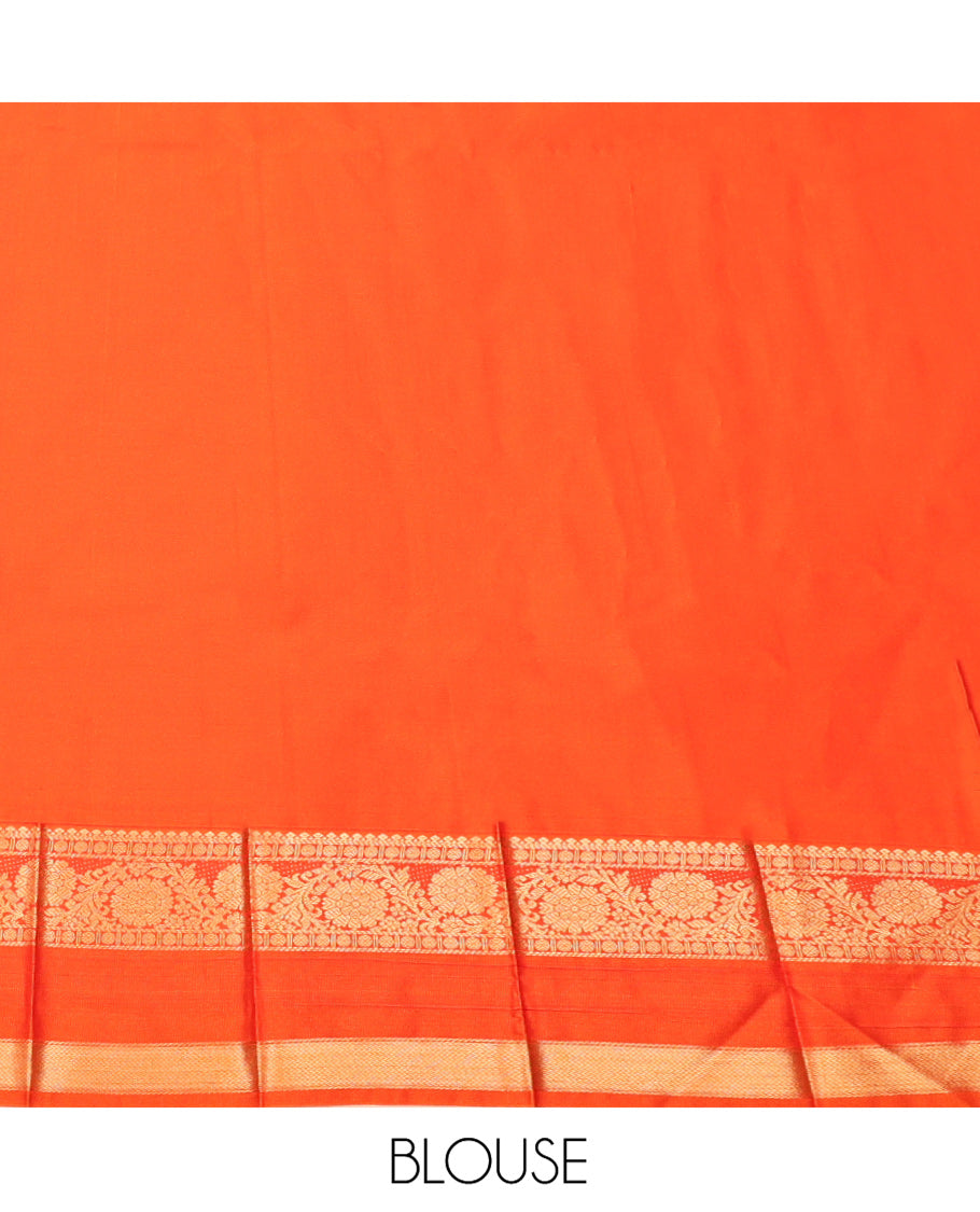 Violet Budget Silk Saree, Detailed with Zari Butta and Stripes, Contrast Traditional Zari Rettai Pettu Border, Intricately Designed Pallu, and a Contrast Blouse