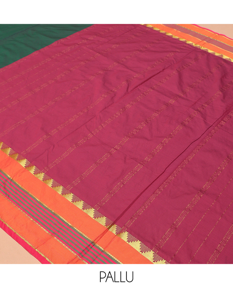 Green Plain Ten-Yard Art Silk Saree