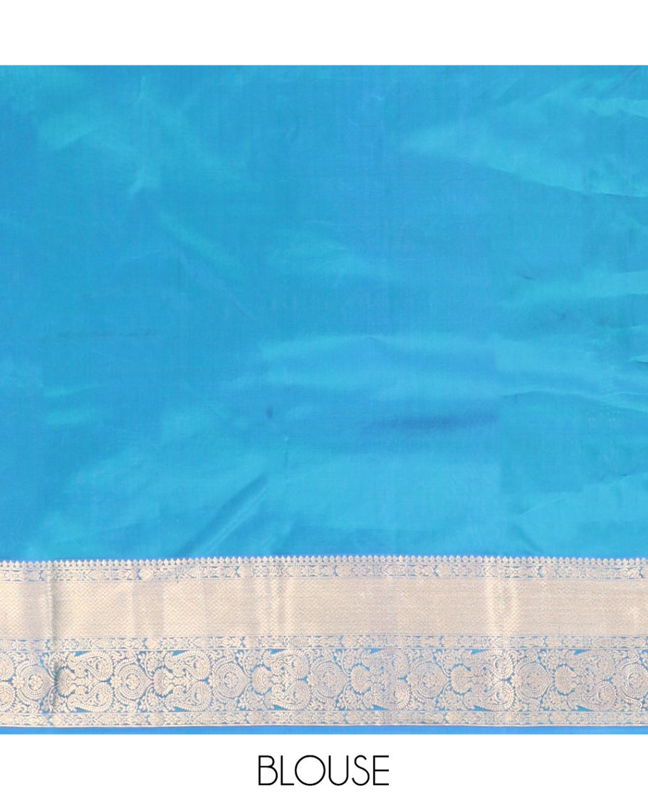 Blue Paisley Jacquard Kanchipuram Wedding Silk Saree