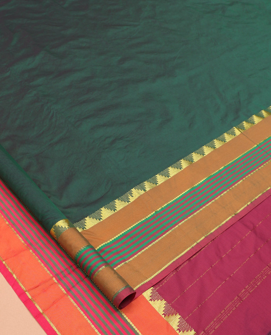 Green Plain Ten-Yard Art Silk Saree