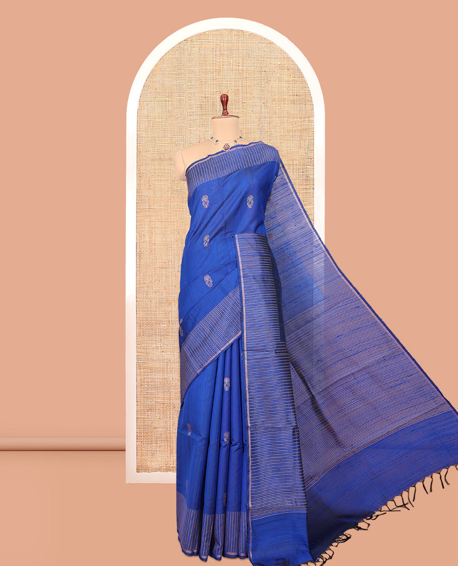 Blue Dupion Saree