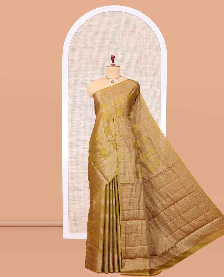 Mustard Tussar Silk Saree