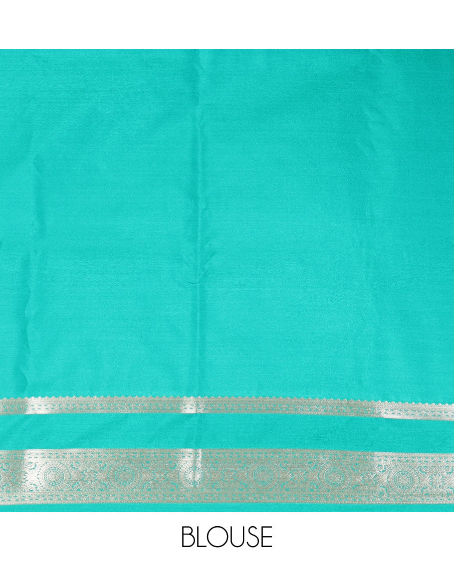Violet zari butta semi soft silk saree with rettai pettu, diamond border grand pallu along with plain blouse