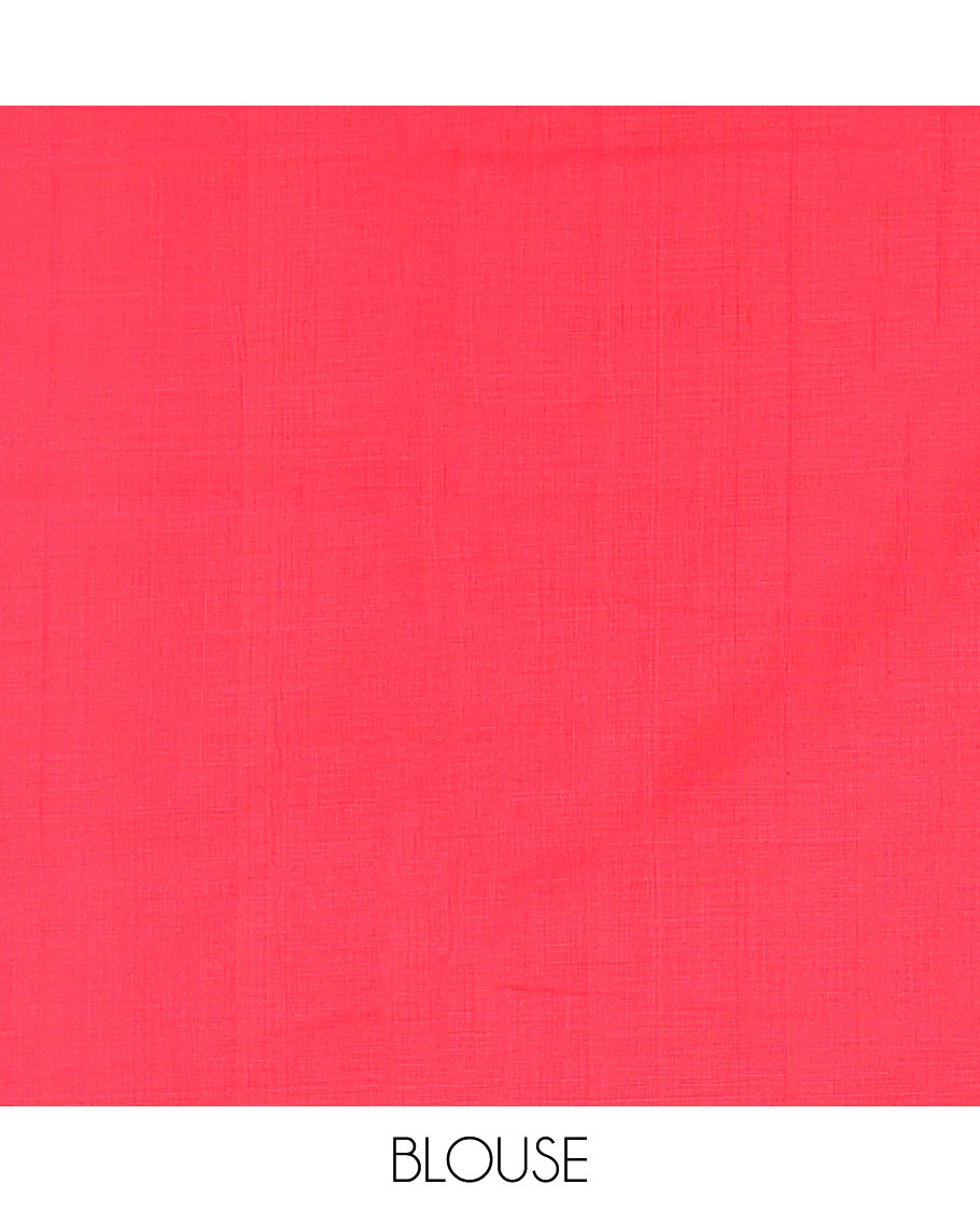 Multi-color checked, animal design ikkat cotton saree with contrast temple border & geometric design pallu