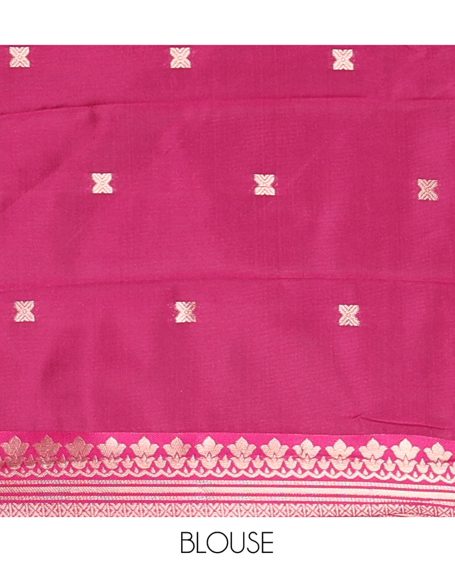 Olive Green Kanchi Silk Saree, Adorned with Zari Buttas and Stripes, Contrast Traditional Zari Border, Jaal Pallu, a Contrast Blouse