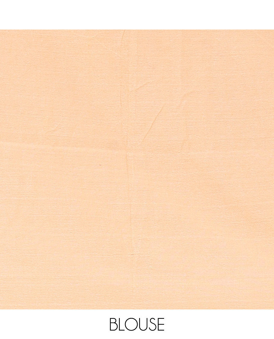 Borderless Cream heart thread embroidery jute cotton saree with self pallu & plain blouse
