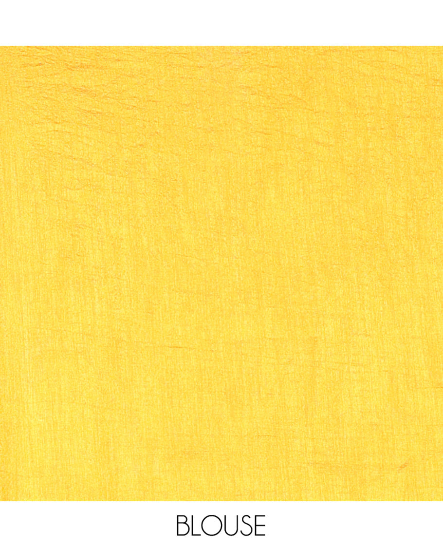 Borderless Mustard Vichitra Silk Saree, Gleamed Up with Sequin Work on Its Body, Highlighted by a Self-Pallu of Sequin Work, and Paired with a Matching Blouse