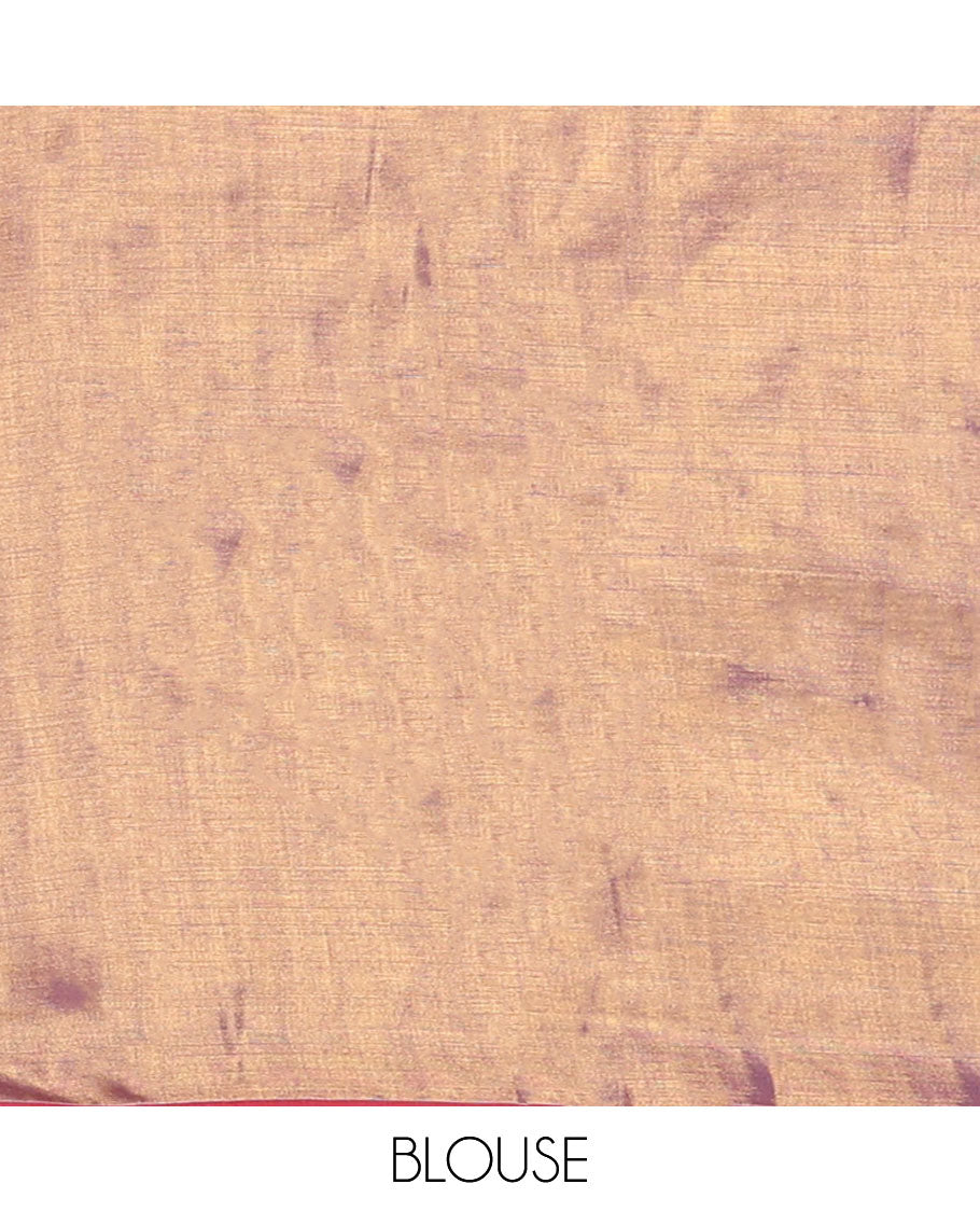 Borderless lavender full-plain design tissue saree, self-pallu with tassels & matching plain blouse