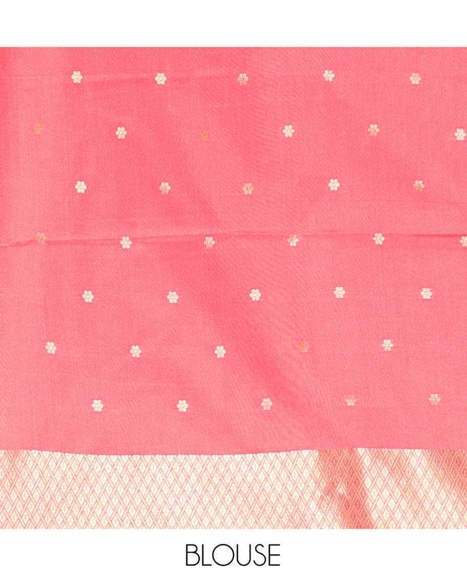 Onion Pink Satin Silk Saree, Adorned with Warli Motif Print, Highlighted by Warli Printed Zari Border, Warli-Village Palllu, and a Matching Blouse