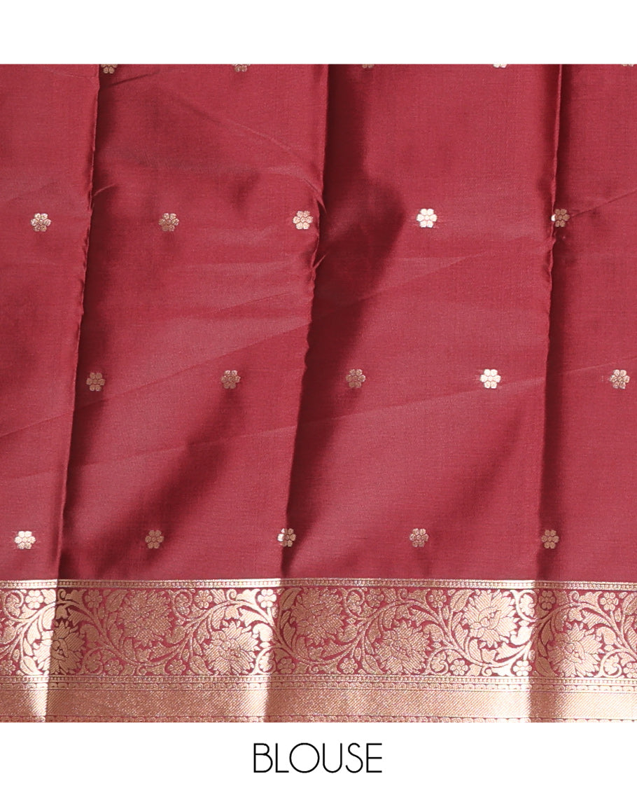 Borderless Rust Peach Elite Soft Silk Saree