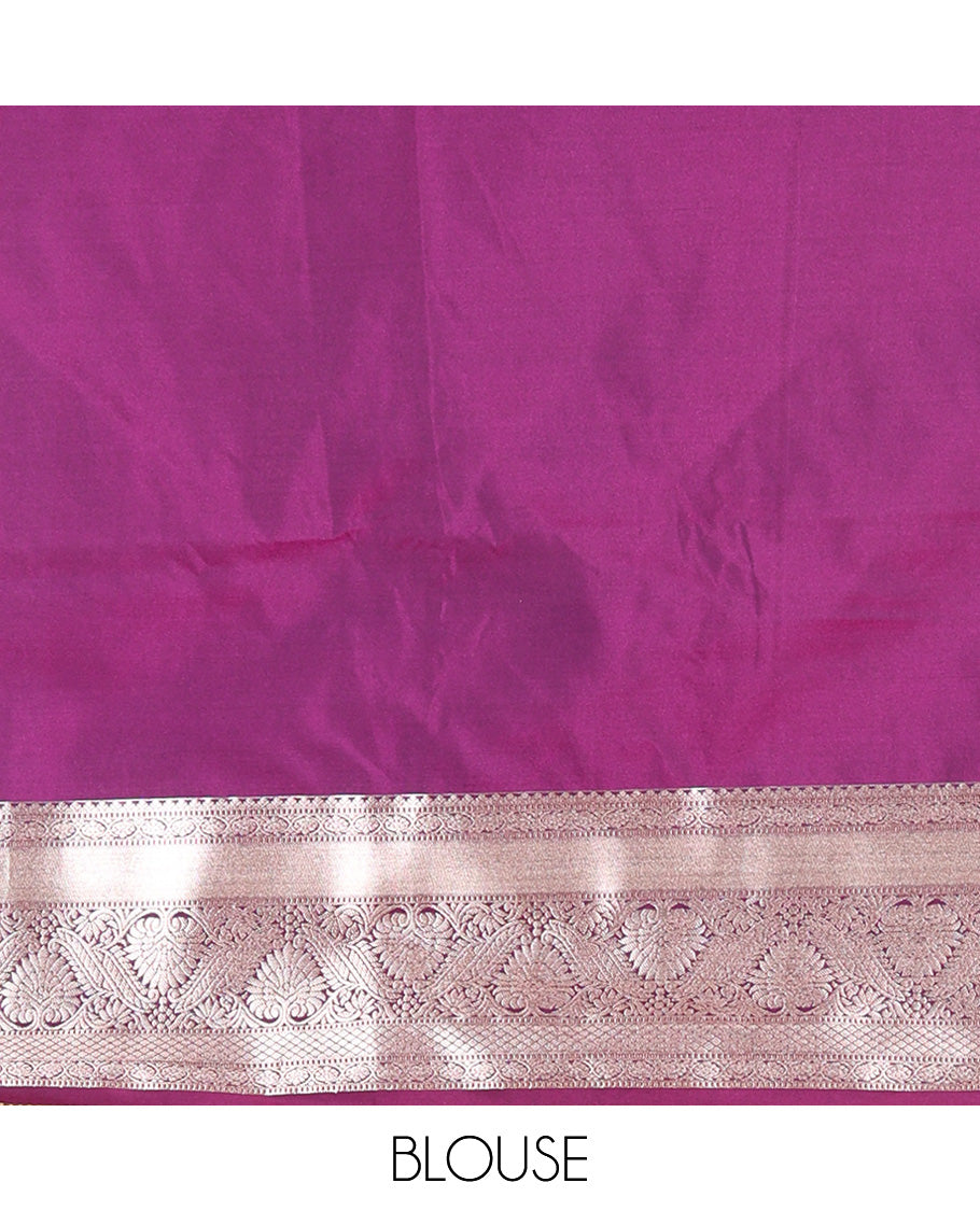 Fanta Orange Semi-Soft Silk Saree, Gleamed Up with Zari Buttas All Over Its Body, Complemented by a Contrast Traditional Zari Design Border, Intricately Designed Pallu, and Paired with a Contrast Blouse
