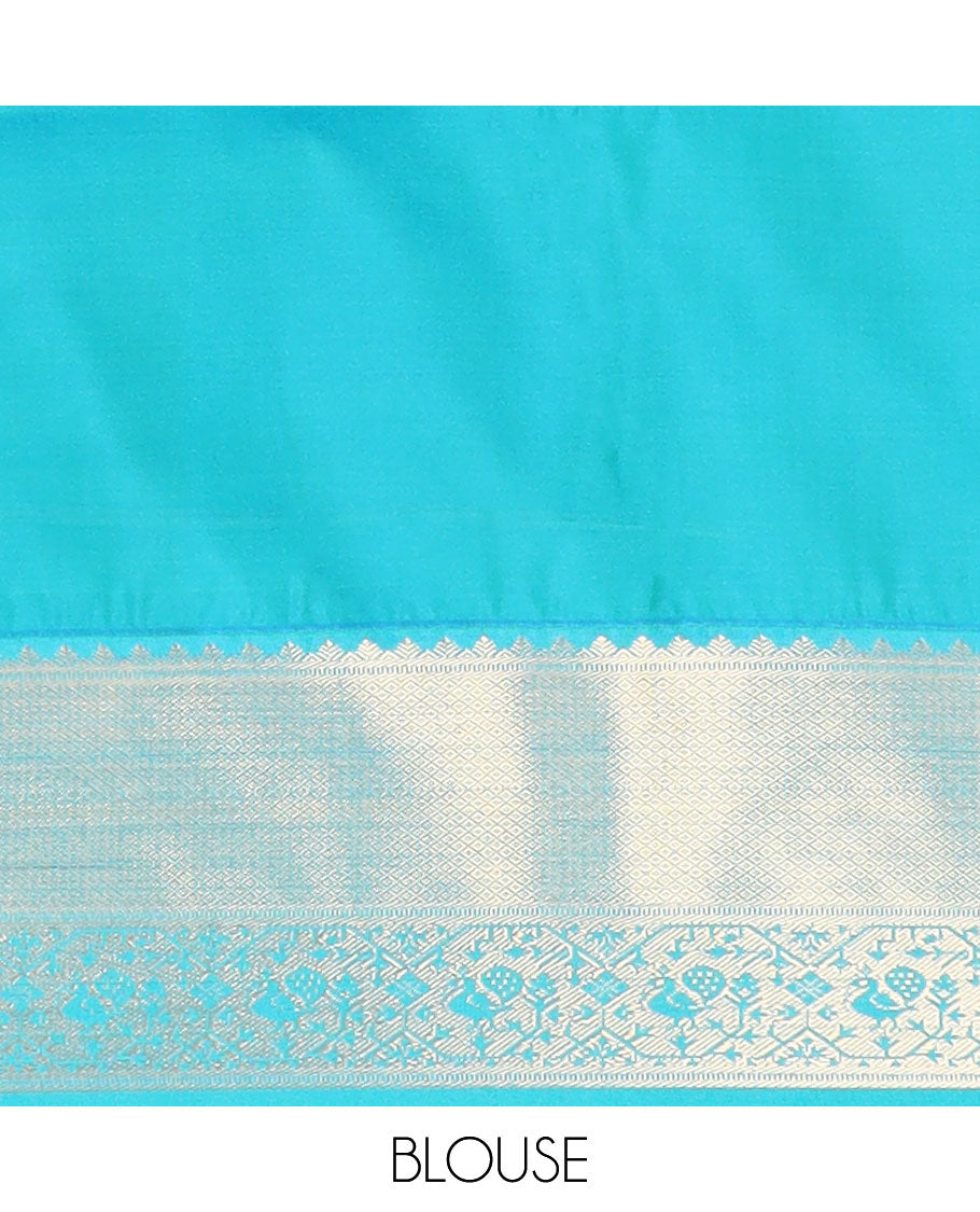 Red checked, floral design soft silk saree with contrast zari design border & checked zari design pallu