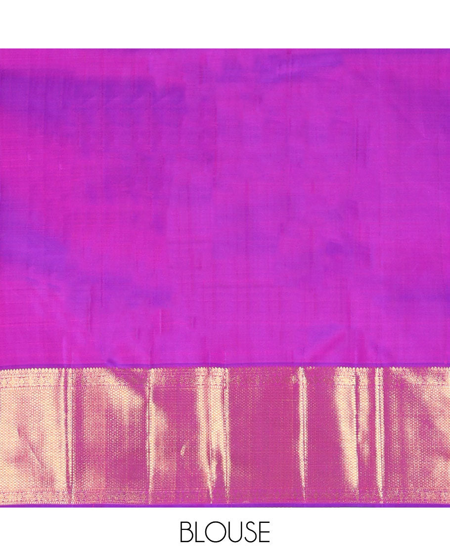 Purple floral design silk saree with self border of intricate zari design & argyle design pallu