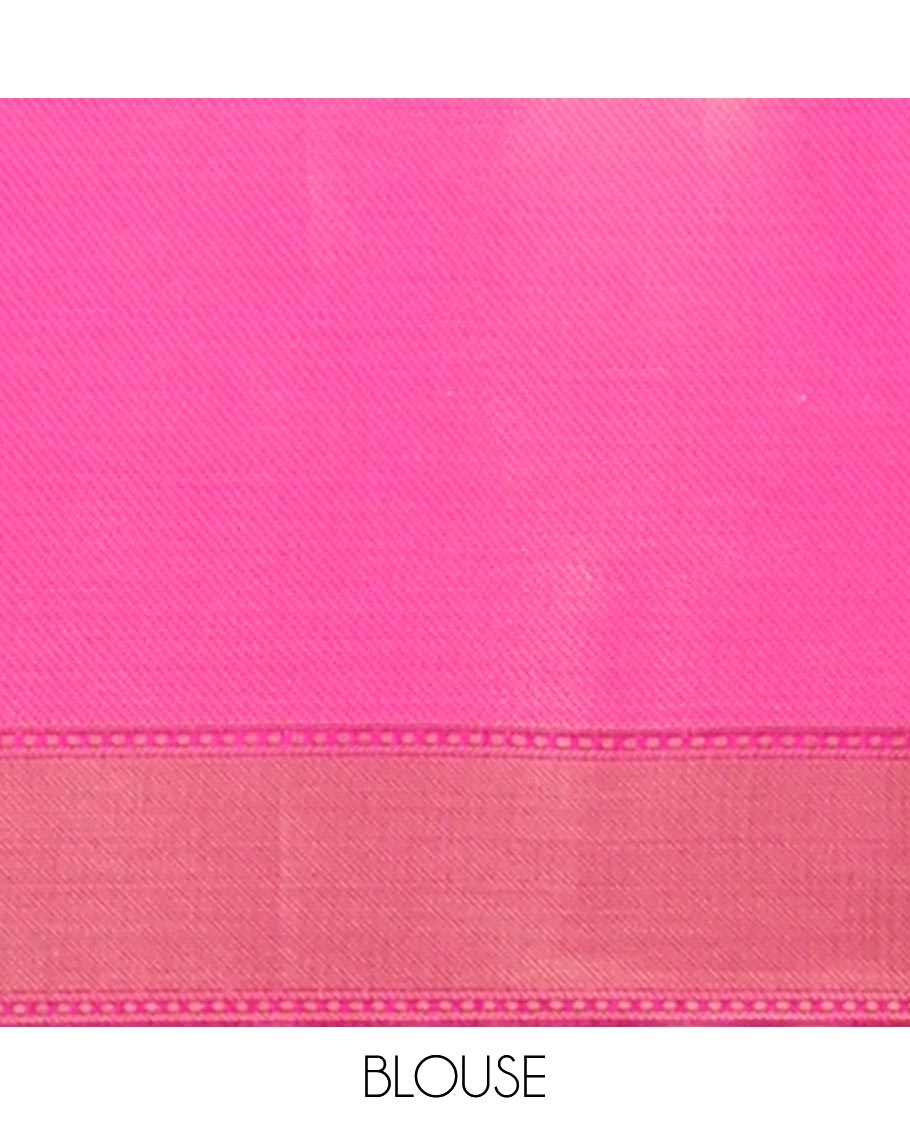 Pink with copper small zig zag weaving brocadesoft tissue saree with bandhni style border & contrast pink color blouse