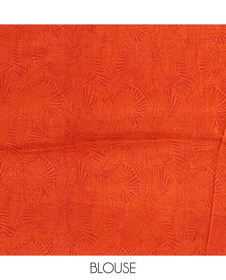 Red floral design printed silk saree with contrast intricate design border & floral design pallu