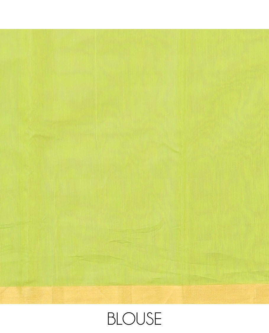 Multi-color checked design chanderi cotton saree with contrast striped border & intricate zari design pallu