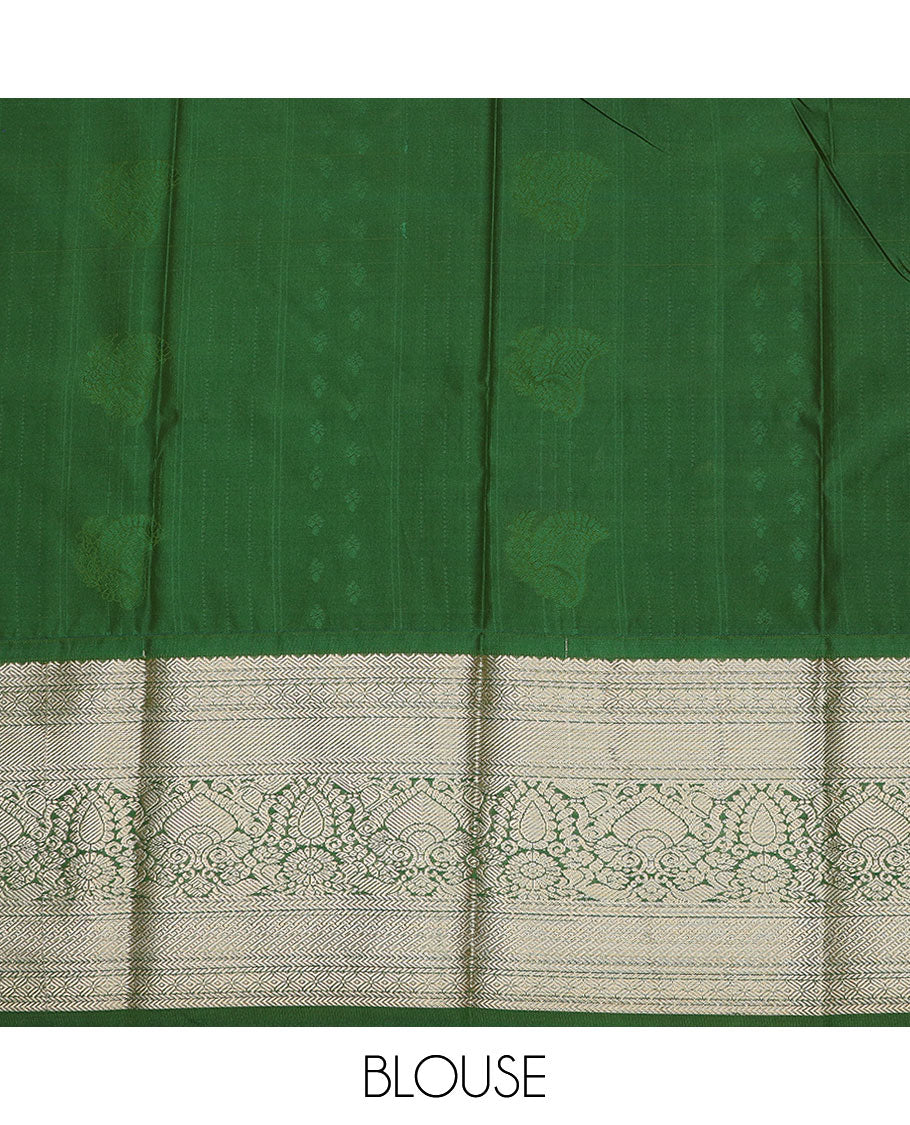 Mustard yellow art silk pavadai material set, zari design pavadai, contrast blouse & traditional zari border
