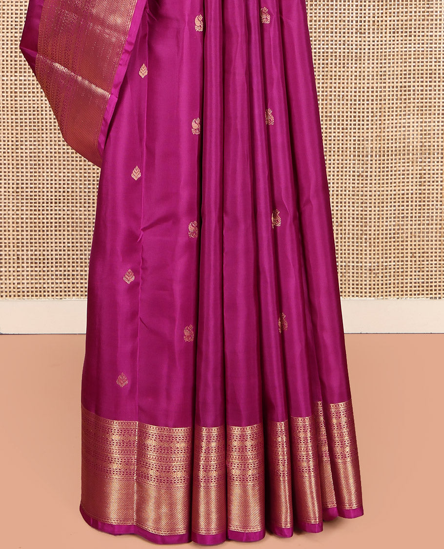 Rani Pink Vasundhara Lite Silk Mix Saree, Prettified with Zari Buttas, Highlighted by a Traditional Zari Border, Grand Pallu, and a Matching Blouse