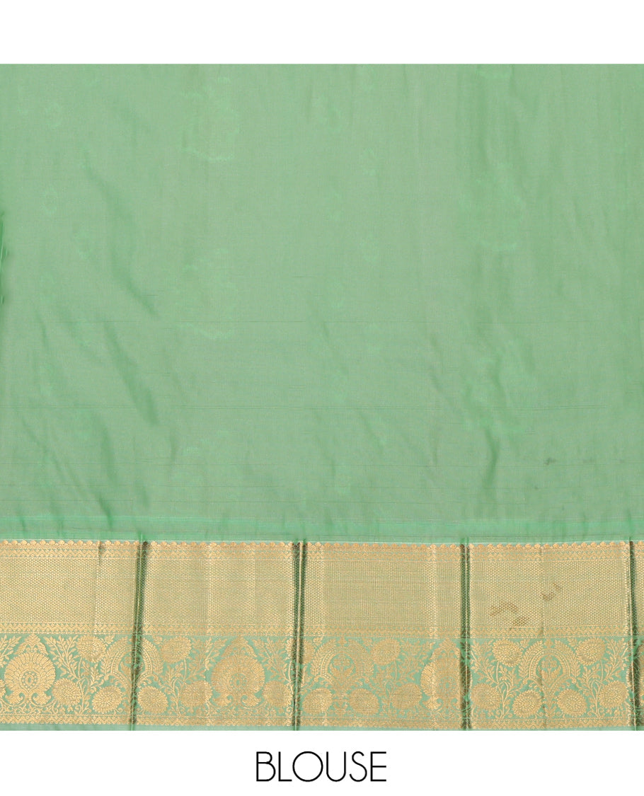 Red Budget Silk Saree Featuring Zari Buttas, Complemented by a Contrast Traditional Zari Border, Grand Pallu, and a Contrast Blouse