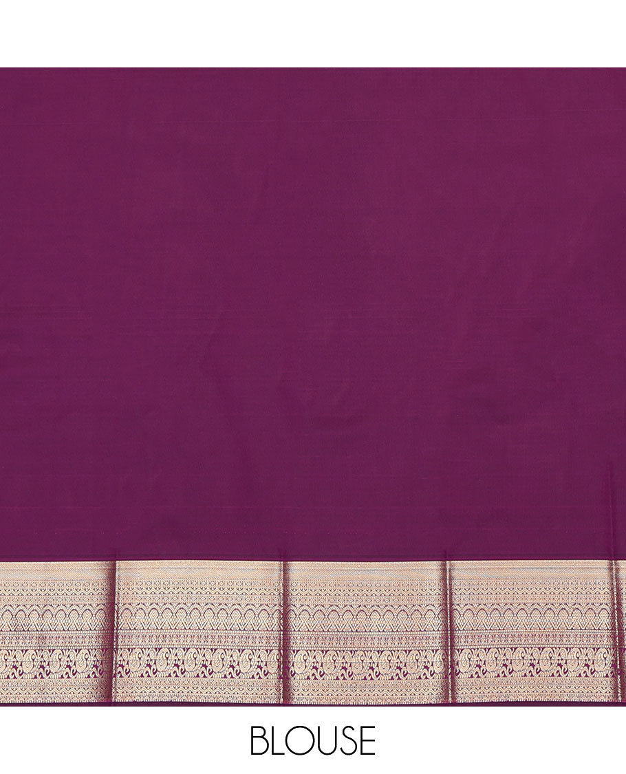 Purple Budget Silk Saree, Bedecked with Paisley Buttas and Zari Stripes All Over Its Body, Highlighted by a Traditional Zari Design Border, Pallu of Jaal Design, and Paired with a Matching Blouse