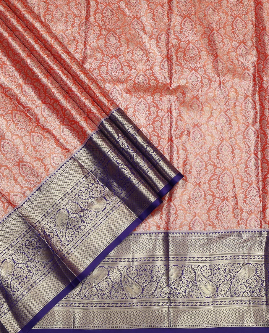 Peach Art Silk Pavadai Material Set