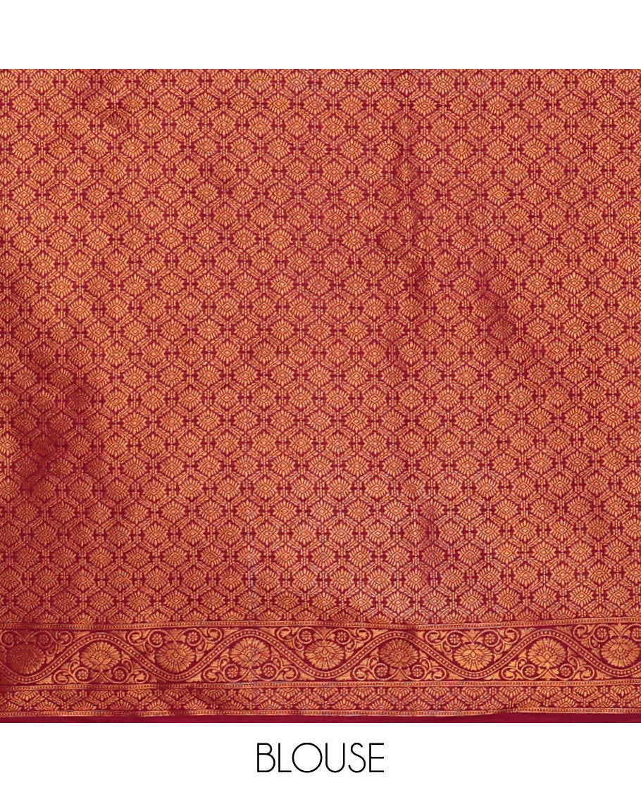 Cream georgette crepe halfsaree,zari buttas & traditional Swarovski stonework purple border skirt, jacquard blouse & banarasi jacquard dhavani