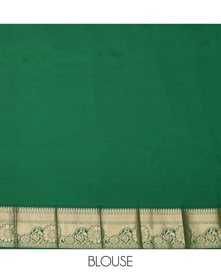 Grey Budget Silk Saree, Spotlighted with Floral Zari Design, Complemented by Contrast Traditional Zari Border, a Jaal Pallu and a Contrast Blouse
