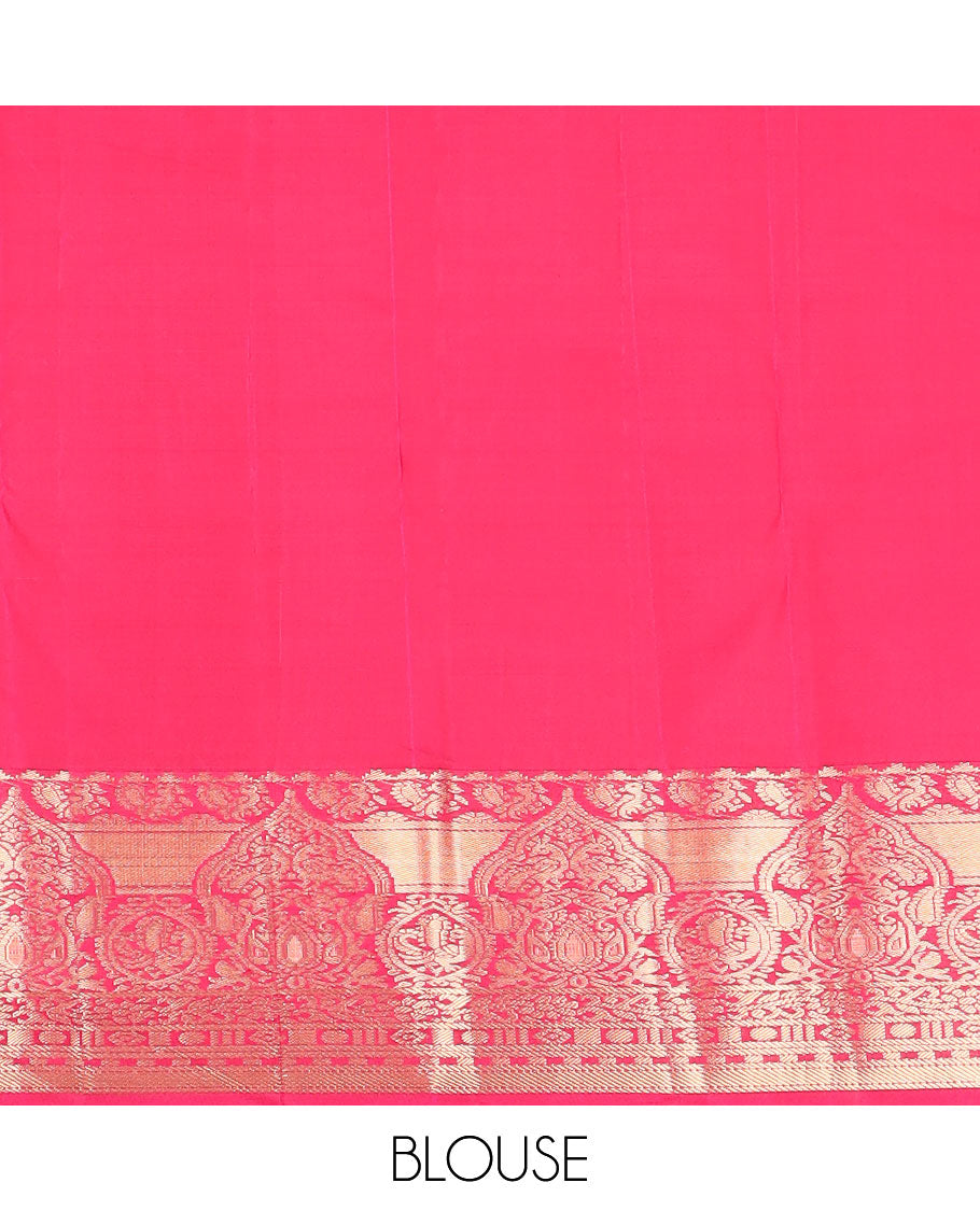 Blue zari buttas vasundhara silk mix saree, contrast geometric pallu & border of rekku,peacock & geometric designs