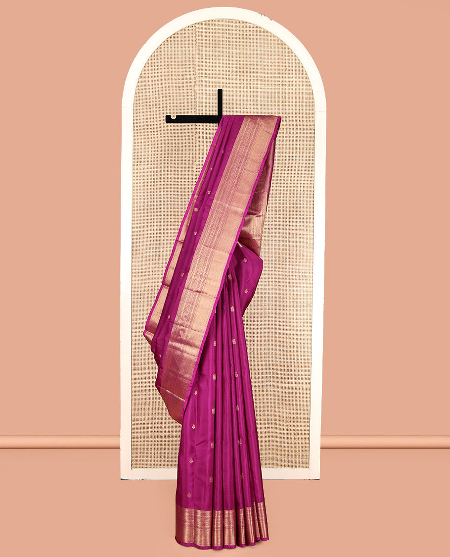 Rani Pink Vasundhara Lite Silk Mix Saree, Prettified with Zari Buttas, Highlighted by a Traditional Zari Border, Grand Pallu, and a Matching Blouse