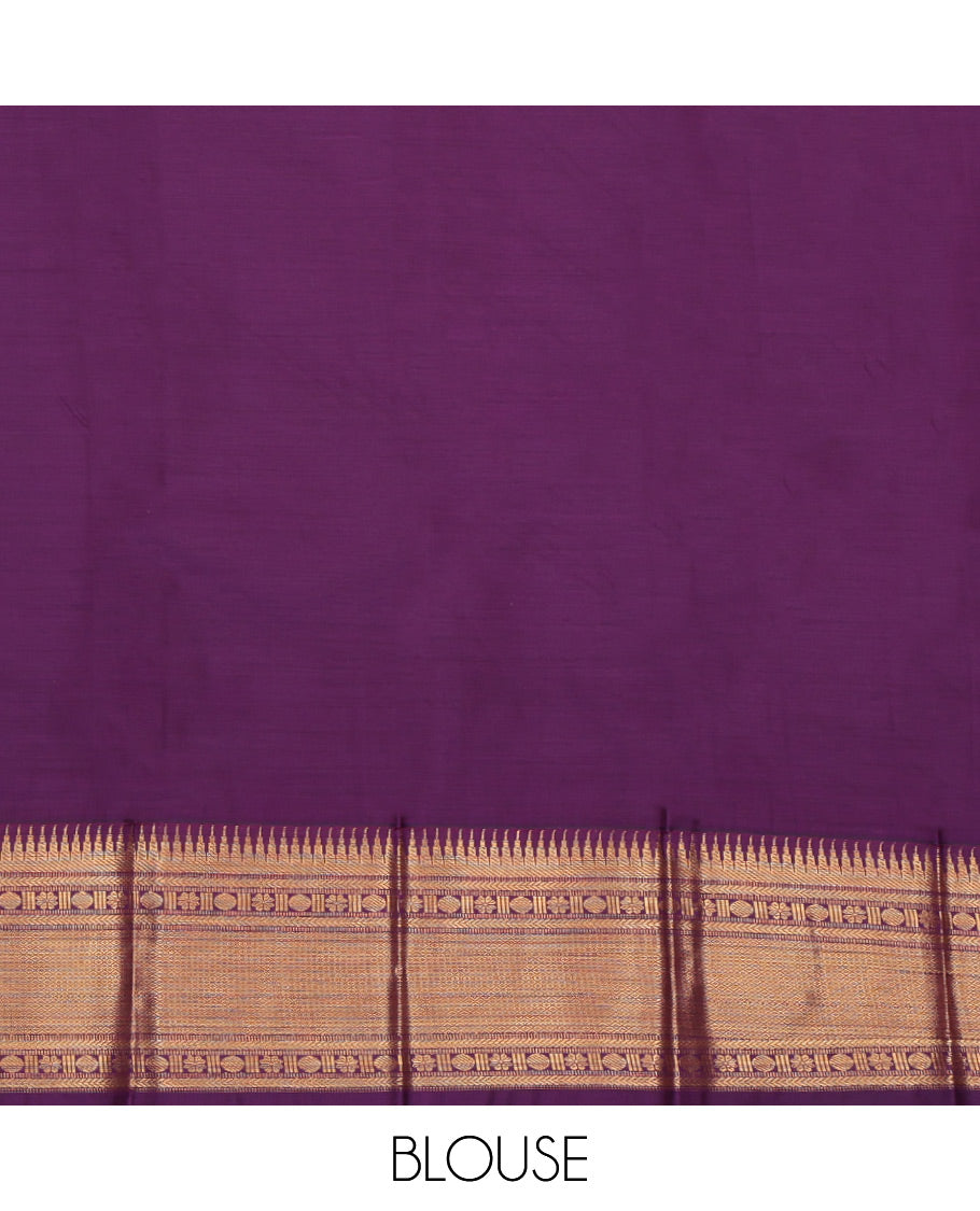 Green Budget Silk Saree, Decorated with Zari Buttas, a Contrast Traditional Zari Border, Grand Pallu, and a Contrast Blouse