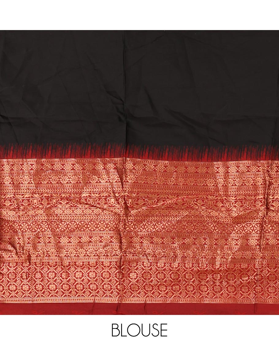 Black taffeta silk half-saree,plain skirt,contrast temple traditional zari border,zari design blouse & zari border georgette dhavani