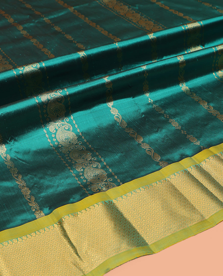Green Pure Silk Pavadai Material Set