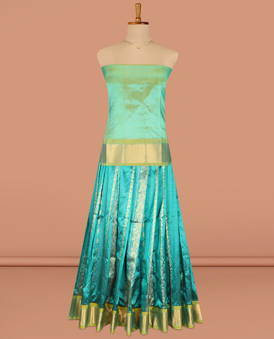 Green Pure Silk Pavadai Material Set