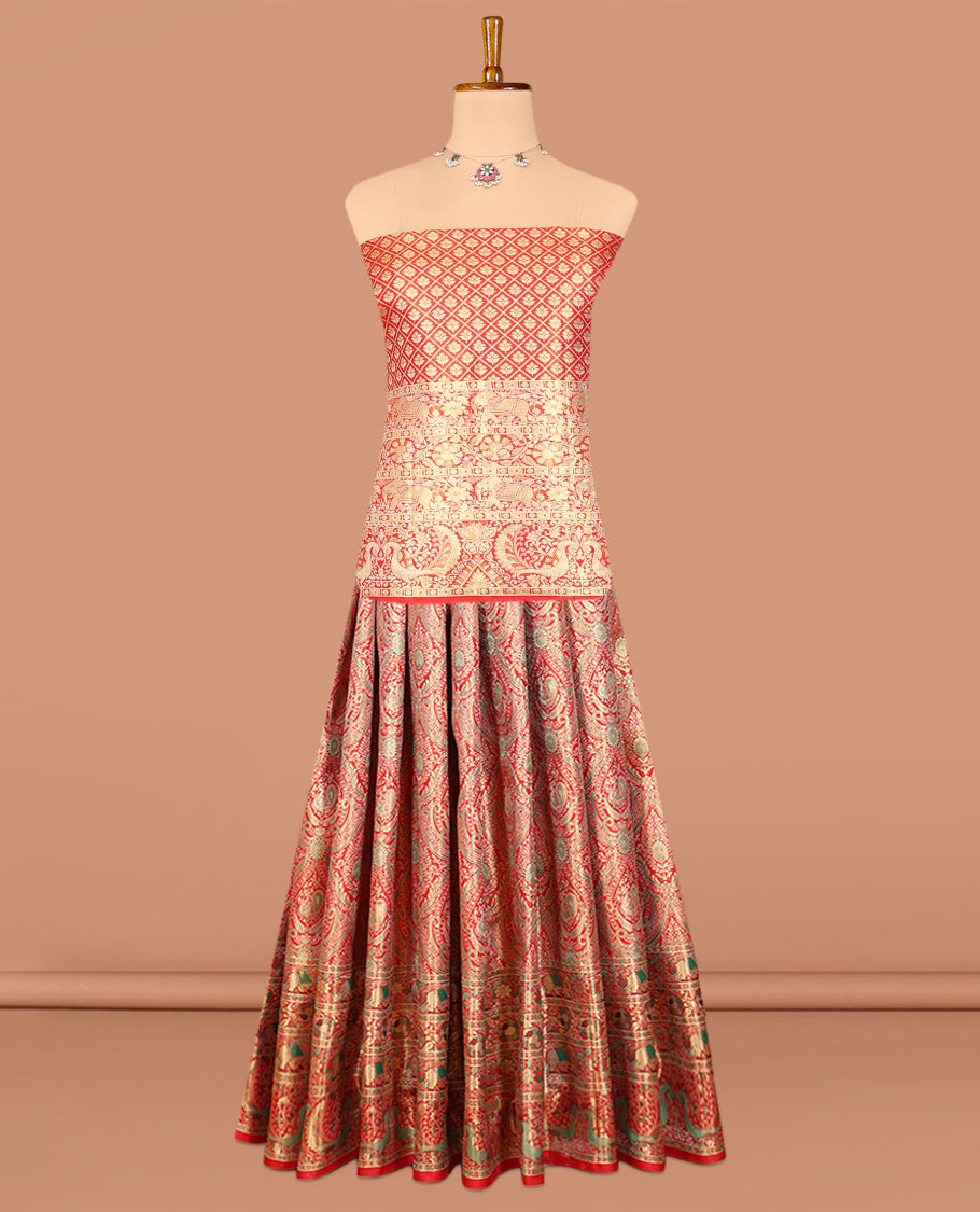 Red Pure Silk Half-Saree