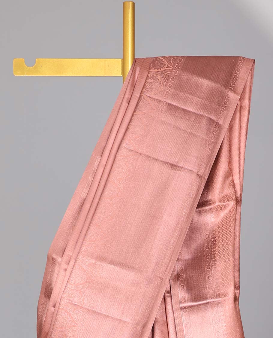 Orange tissue saree with self zari design border & intricate zari design pallu