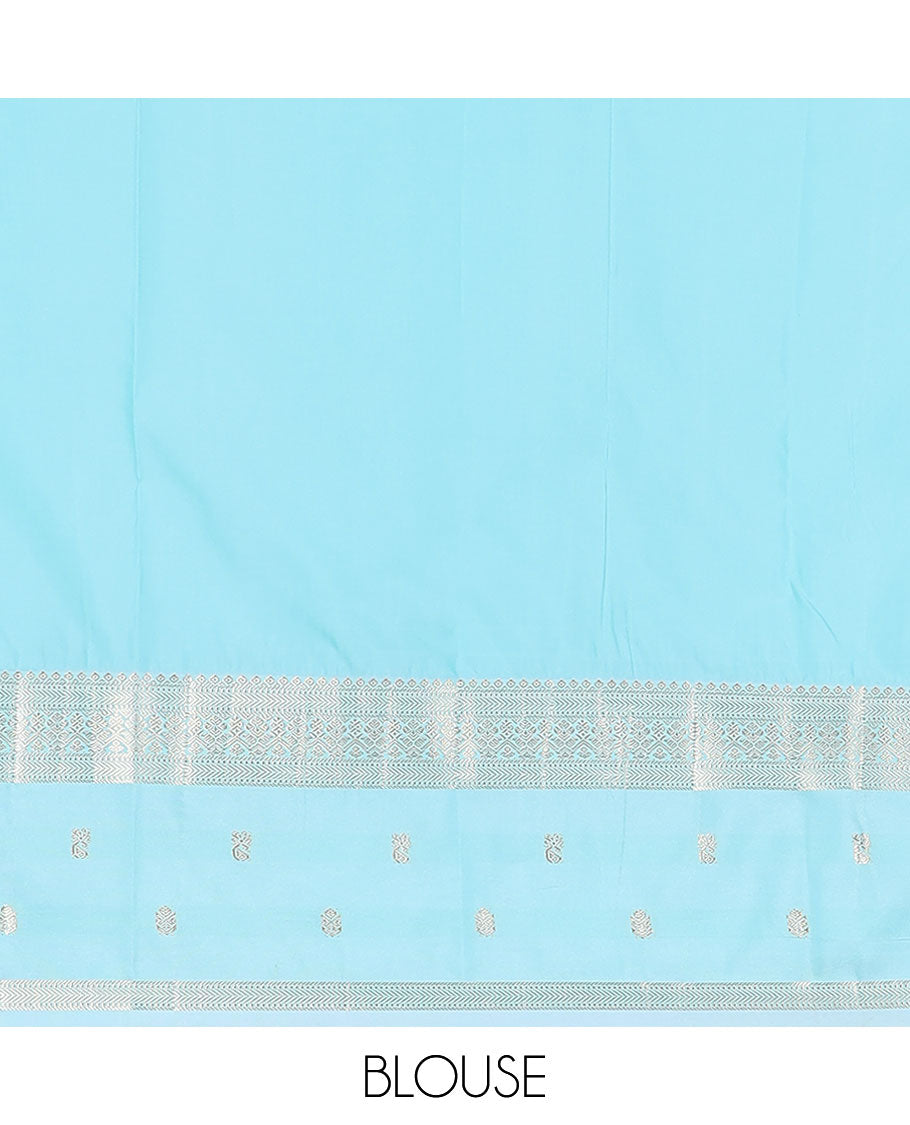 Purple zari buttas budget silk saree, contrast traditional zari design woven border, and jaal pallu