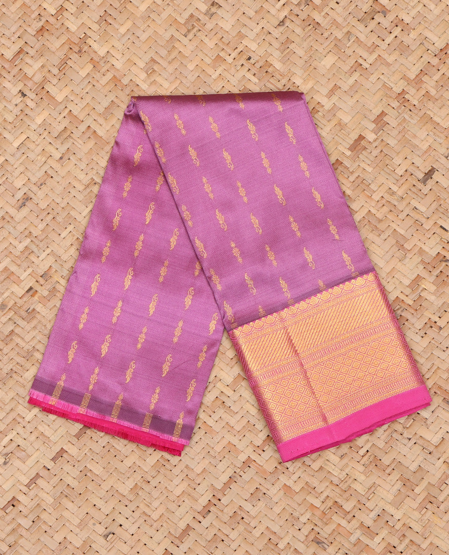 Pink Pure Silk Navarathna Pavadai Material Set