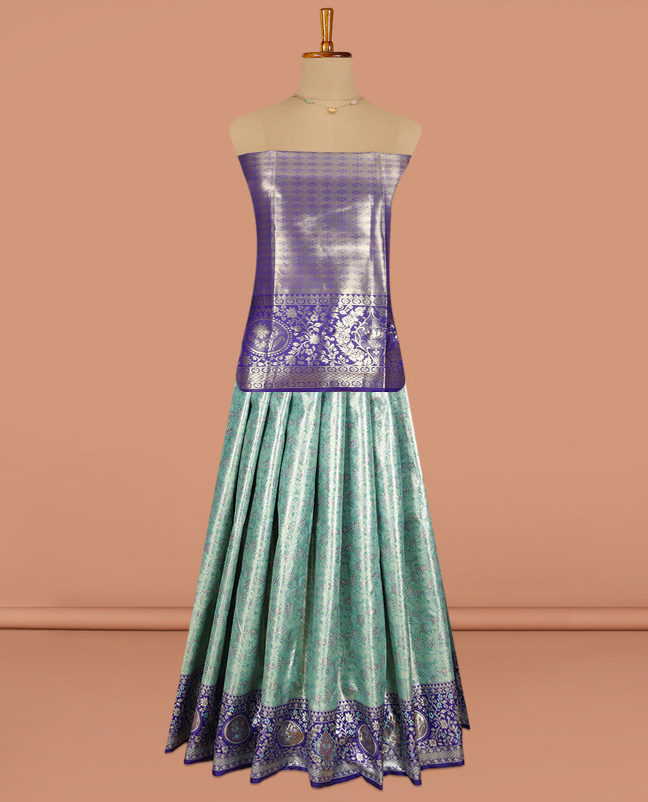 Blue Art Silk Pavadai Material Set