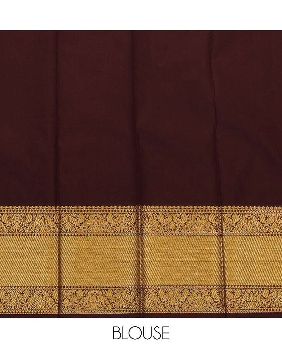 Orange Budget Silk Saree Meticulously Crafted with Zari Buttas, Complemented by a Contrast Traditional Zari-Designed Border, Featuring a Pallu Beautified with Jaal Designs, Paired with a Contrast Blouse