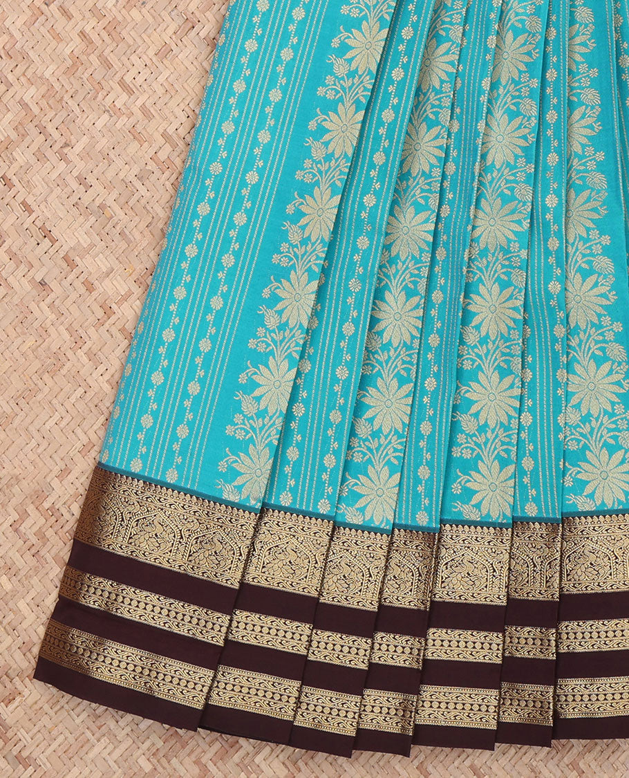 Blue Floral Budget Silk Sare